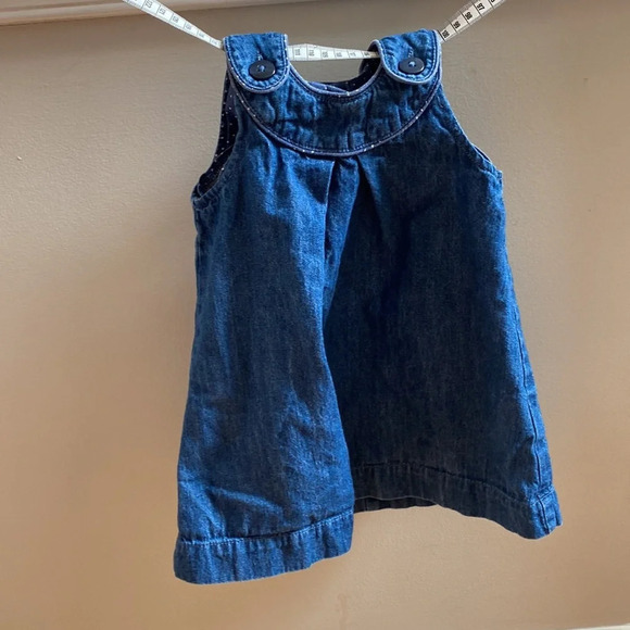 H&M‎ Denim Jumper size 9-12 months Polka Dot Family Pictures Photos Back School - Picture 7 of 9